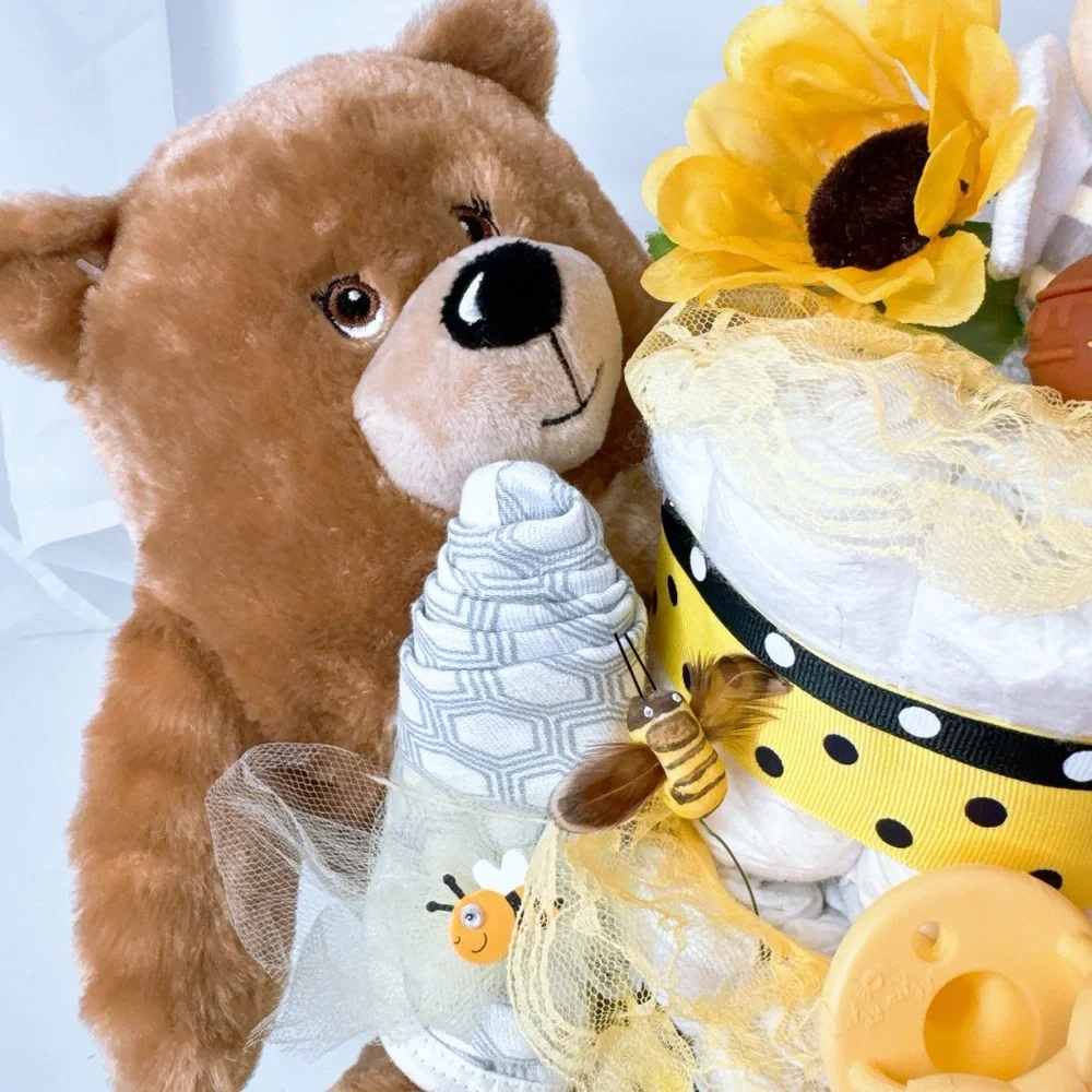 Honey Teddy Bear Diaper Cake, Bees baby Shower